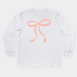 Cute Coquette pale pink ribbon bows repeating pattern seamless girly aesthetic this is me if you even care Kids Long Sleeve T-Shirt